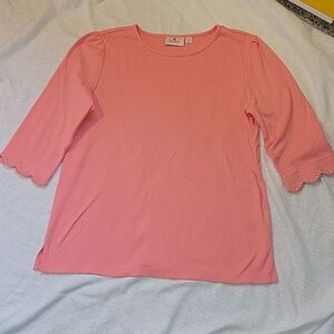 QVC Quacker Factory Pink 3/4 Sleeve Top Medium Mint Condition